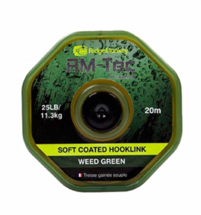 Поводковый материал Ridgemonkey RM-Tec Soft Coated Hooklink Weed Green 35lb 20м