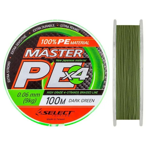 Шнур Select Master PE 100m 0.24mm 29kg	(темно-зеленый)