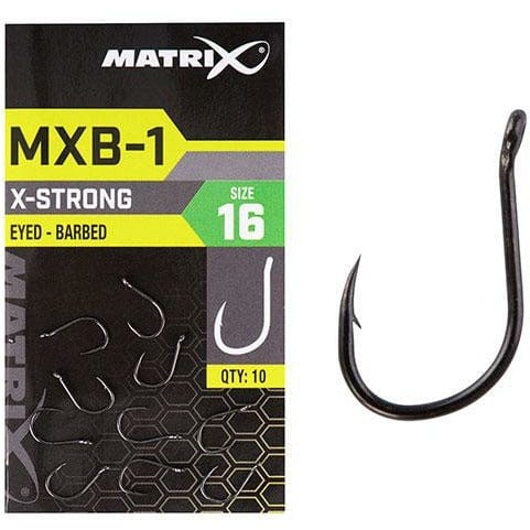 Крючки фидерные Matrix MXB-1 Size 18 Barbed  Eyed (Black Nickel) 10pcs